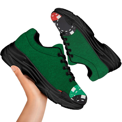 Casino Poker Chips Print Black Chunky Shoes