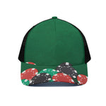 Casino Poker Chips Print Black Mesh Trucker Cap
