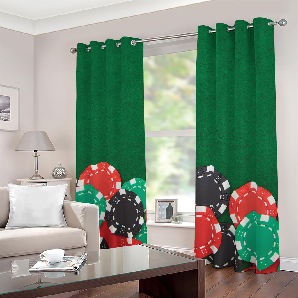 Casino Poker Chips Print Blackout Grommet Curtains