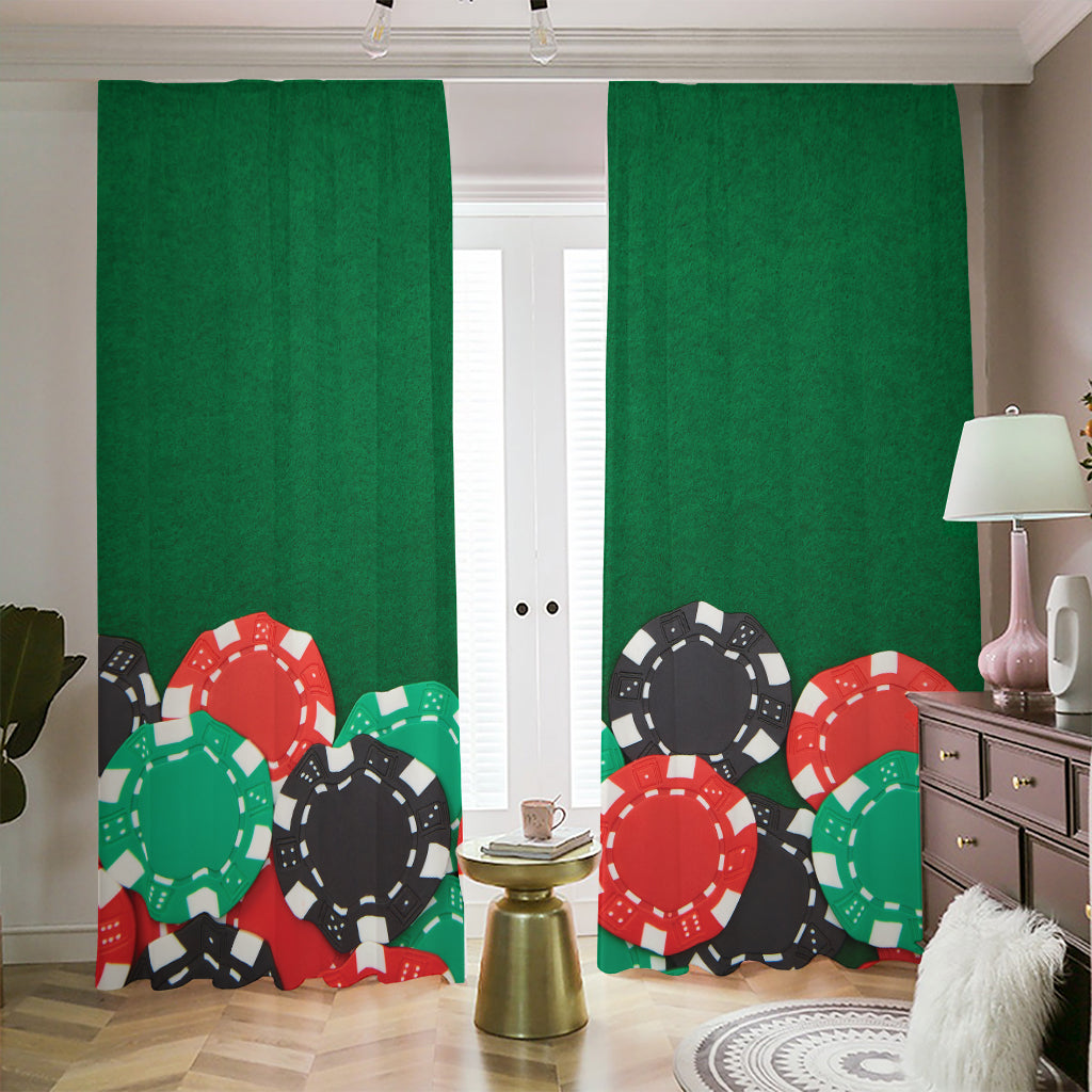 Casino Poker Chips Print Blackout Pencil Pleat Curtains