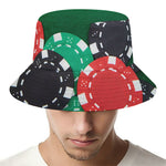 Casino Poker Chips Print Bucket Hat