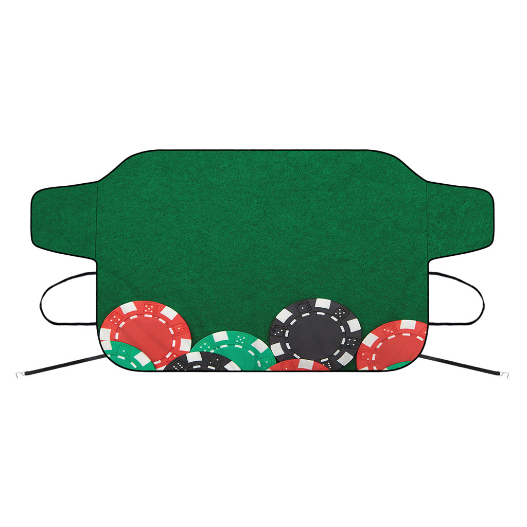 Casino Poker Chips Print Car Windshield Snow Cover