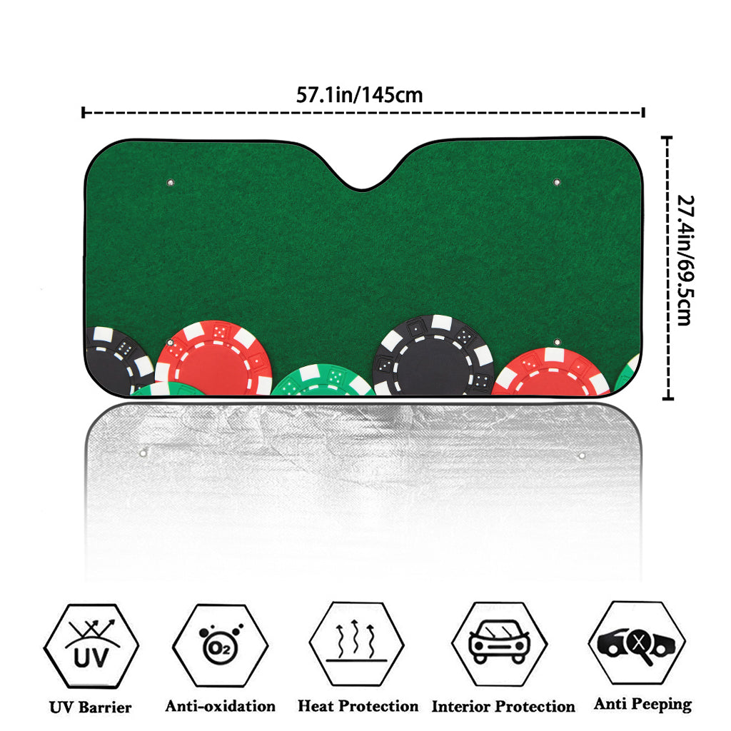 Casino Poker Chips Print Car Windshield Sun Shade