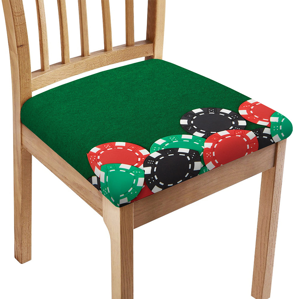 Casino Poker Chips Print Chair Cushion Cover