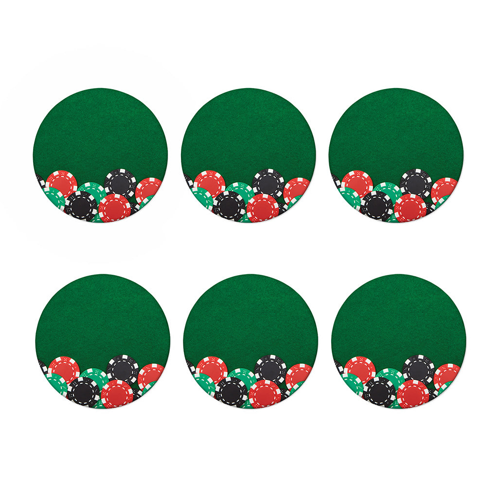 Casino Poker Chips Print Coaster Set