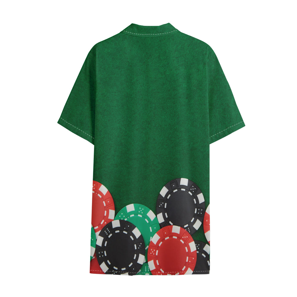 Casino Poker Chips Print Cotton Hawaiian Shirt