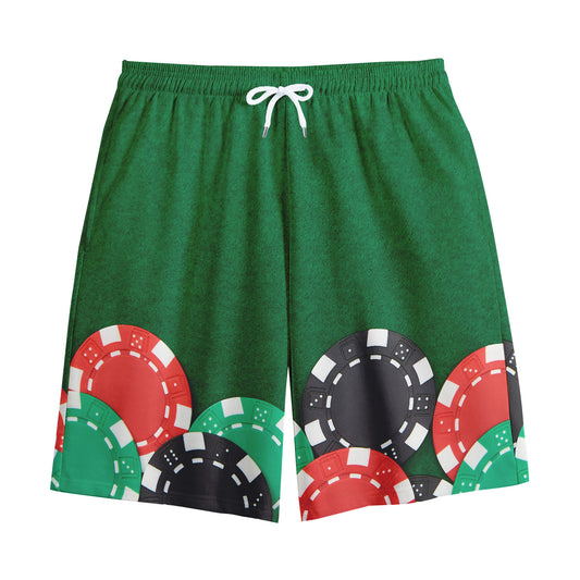 Casino Poker Chips Print Cotton Shorts
