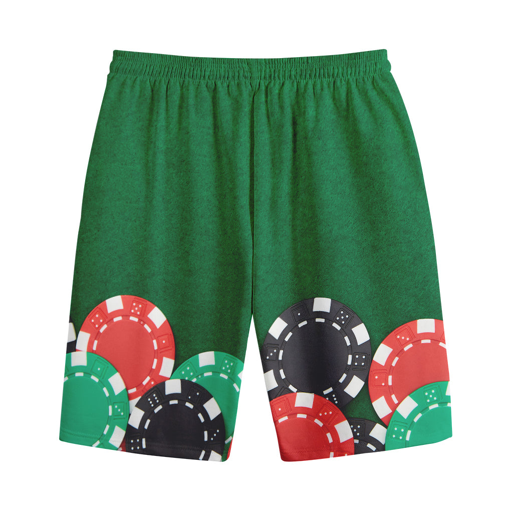 Casino Poker Chips Print Cotton Shorts