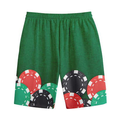 Casino Poker Chips Print Cotton Shorts