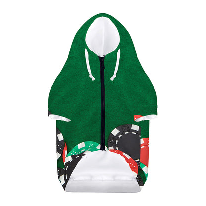 Casino Poker Chips Print Dog Zip Up Hoodie