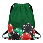 Casino Poker Chips Print Drawstring Backpack