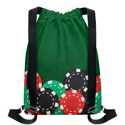 Casino Poker Chips Print Drawstring Backpack