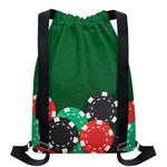 Casino Poker Chips Print Drawstring Backpack