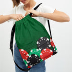 Casino Poker Chips Print Drawstring Backpack