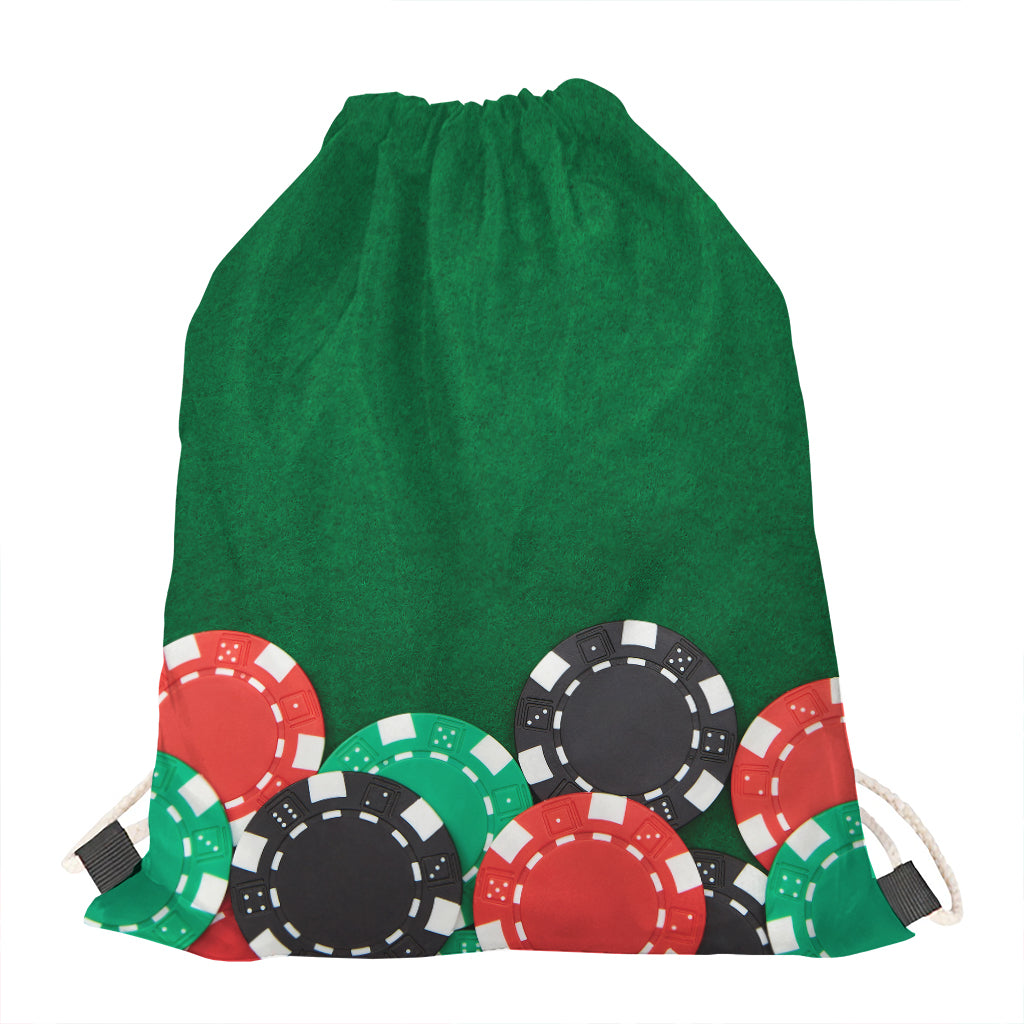 Casino Poker Chips Print Drawstring Bag