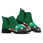 Casino Poker Chips Print Flat Ankle Boots