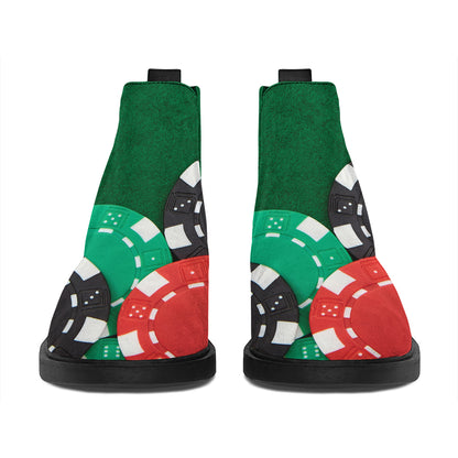 Casino Poker Chips Print Flat Ankle Boots