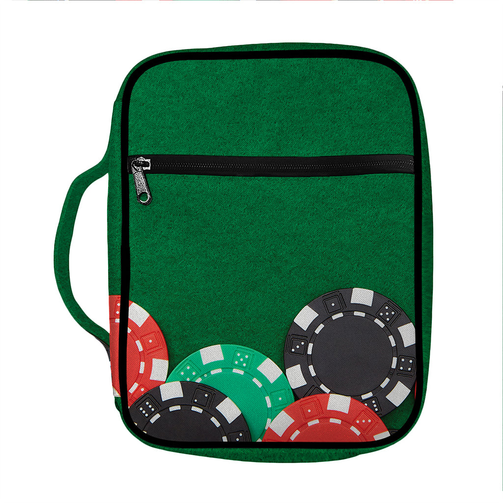 Casino Poker Chips Print Front Pocket Bible Bag