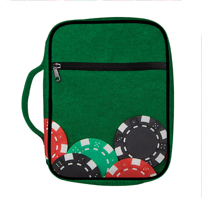Casino Poker Chips Print Front Pocket Bible Bag