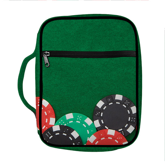 Casino Poker Chips Print Front Pocket Bible Bag