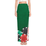 Casino Poker Chips Print High Slit Maxi Skirt