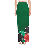 Casino Poker Chips Print High Slit Maxi Skirt