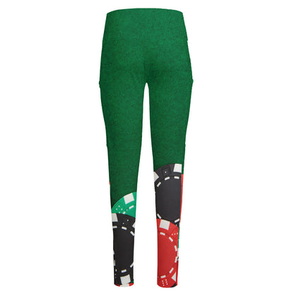 Casino Poker Chips Print High-Waisted Pocket Leggings