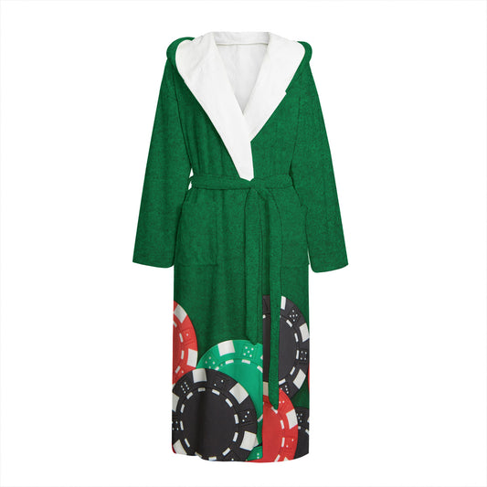 Casino Poker Chips Print Hooded Bathrobe