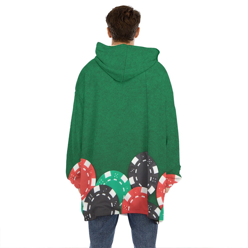 Casino Poker Chips Print Hoodie Blanket