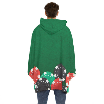 Casino Poker Chips Print Hoodie Blanket