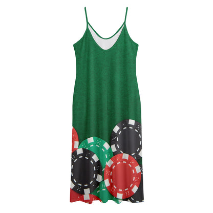 Casino Poker Chips Print Jersey Midi Cami Dress