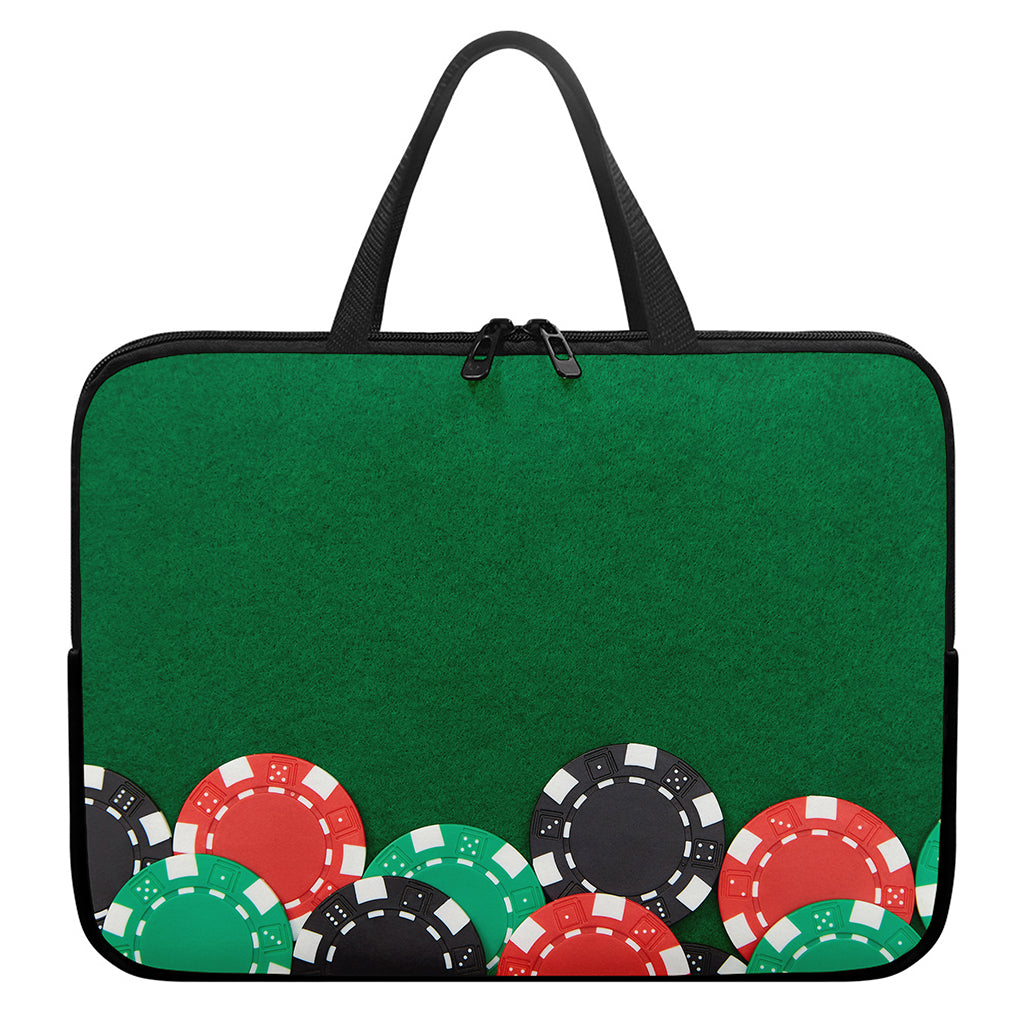 Casino Poker Chips Print Laptop Sleeve With Handle