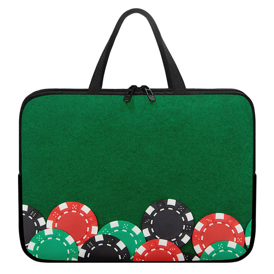 Casino Poker Chips Print Laptop Sleeve With Handle