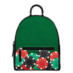 Casino Poker Chips Print Leather Backpack
