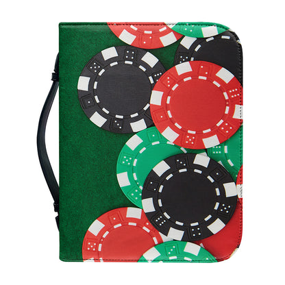 Casino Poker Chips Print Leather Bible Cover