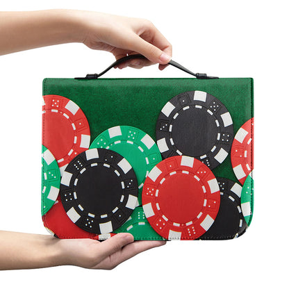 Casino Poker Chips Print Leather Bible Cover