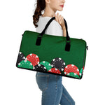 Casino Poker Chips Print Leather Duffle Bag