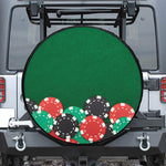 Casino Poker Chips Print Leather Spare Tire Cover