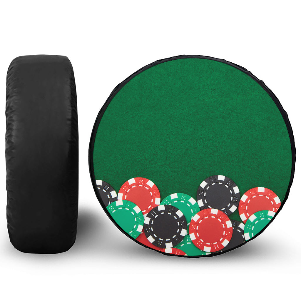 Casino Poker Chips Print Leather Spare Tire Cover