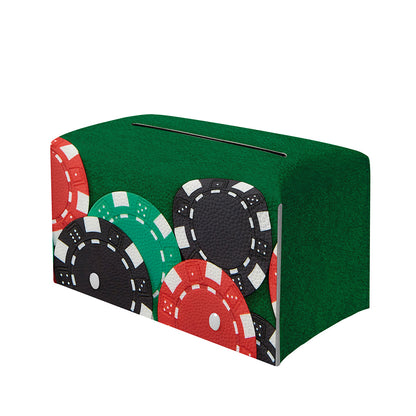 Casino Poker Chips Print Leather Tissue Box Cover