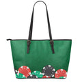 Casino Poker Chips Print Leather Tote Bag With Zipper