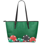 Casino Poker Chips Print Leather Tote Bag
