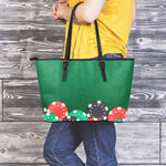 Casino Poker Chips Print Leather Tote Bag