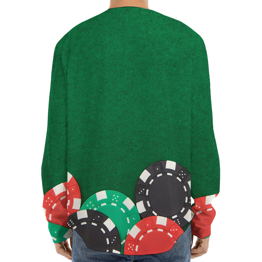 Casino Poker Chips Print Long Sleeve Baseball Jersey