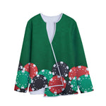 Casino Poker Chips Print Long Sleeve Short Coat