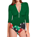 Casino Poker Chips Print Long Sleeve Swimsuit