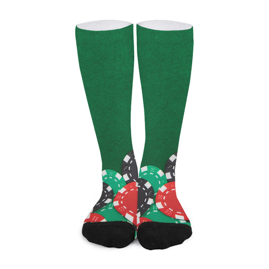 Casino Poker Chips Print Long Socks