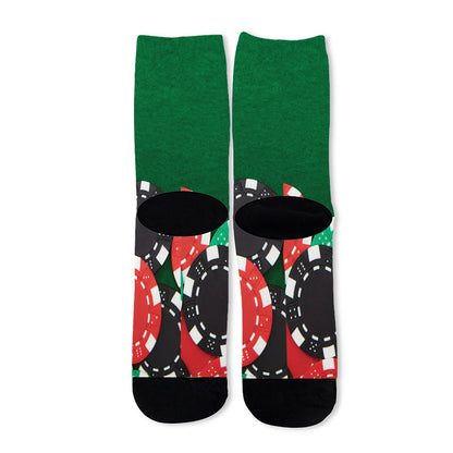 Casino Poker Chips Print Long Socks