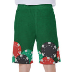 Casino Poker Chips Print Men's Beach Shorts