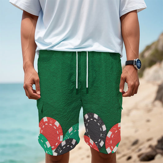 Casino Poker Chips Print Men's Cargo Shorts